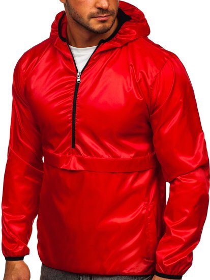 Men's Lightweight Anorak Jacket with hood Red Bolf 5061