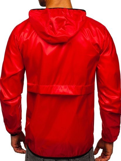 Men's Lightweight Anorak Jacket with hood Red Bolf 5061