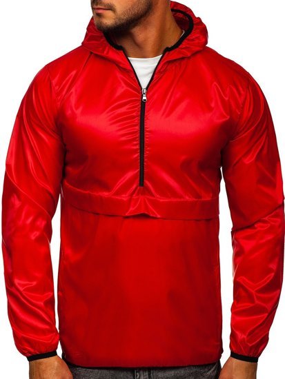 Men's Lightweight Anorak Jacket with hood Red Bolf 5061