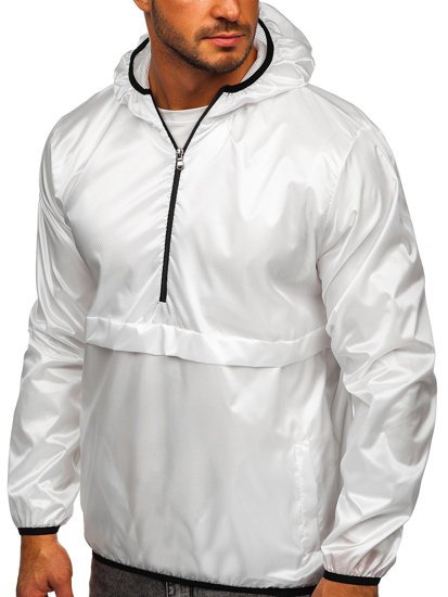 Men's Lightweight Anorak Jacket with hood White Bolf 5061