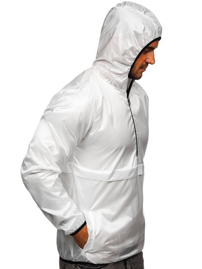 Men's Lightweight Anorak Jacket with hood White Bolf 5061