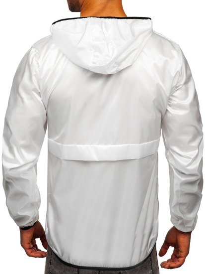 Men's Lightweight Anorak Jacket with hood White Bolf 5061