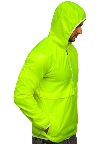 Men's Lightweight Anorak Jacket with hood Yellow-Neon Bolf 5061