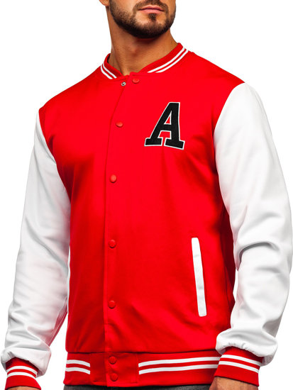 Men's Lightweight Baseball Bomber Jacket Red Bolf 8B1157