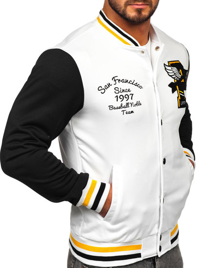 Men's Lightweight Baseball Bomber Jacket White Bolf HS7208