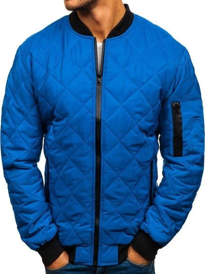 Men's Lightweight Bomber Jacket Blue Bolf AK76