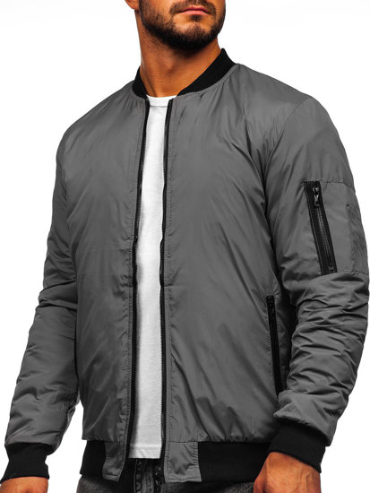 Men's Lightweight Bomber Jacket Grey Bolf AK95