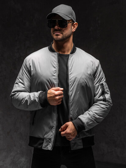 Men's Lightweight Bomber Jacket Grey Bolf AK95A1