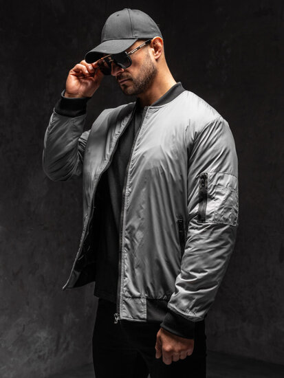 Men's Lightweight Bomber Jacket Grey Bolf AK95A1