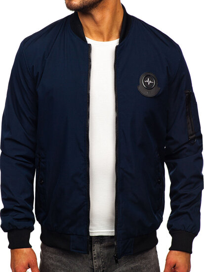 Men's Lightweight Bomber Jacket Navy Blue Bolf 84M3036