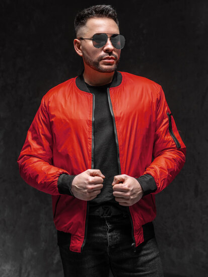 Men's Lightweight Bomber Jacket Red Bolf AK95A1