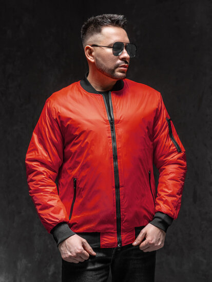 Men's Lightweight Bomber Jacket Red Bolf AK95A1