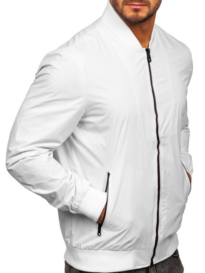 Men's Lightweight Bomber Jacket White Bolf 7116