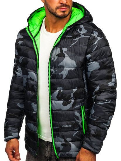 Men's Lightweight Camo Jacket Black-Green Bolf SM83