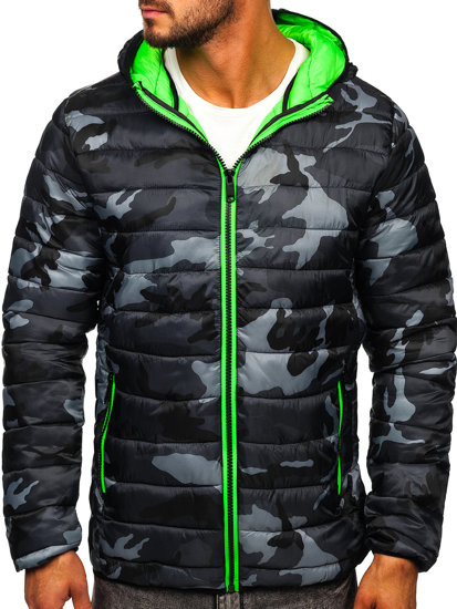 Men's Lightweight Camo Jacket Black-Green Bolf SM83