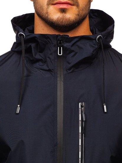 Men's Lightweight Hooded Down Jacket Navy Blue Bolf 6172