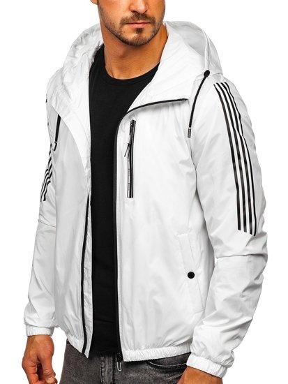 Men's Lightweight Hooded Sport Jacket White Bolf 6172