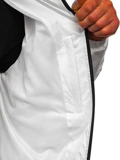 Men's Lightweight Hooded Sport Jacket White Bolf 6172