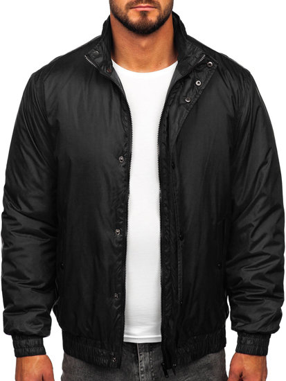 Men's Lightweight Jacket with hidden Hood Black Bolf 5M3102