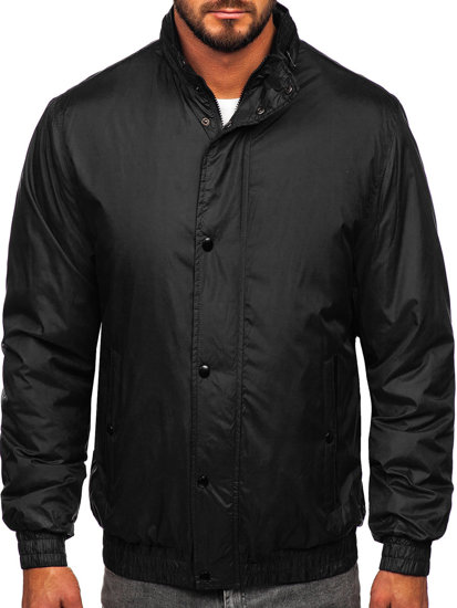 Men's Lightweight Jacket with hidden Hood Black Bolf 5M3102