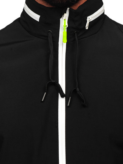 Men's Lightweight Jacket with hidden Hood Black Bolf 5M3105