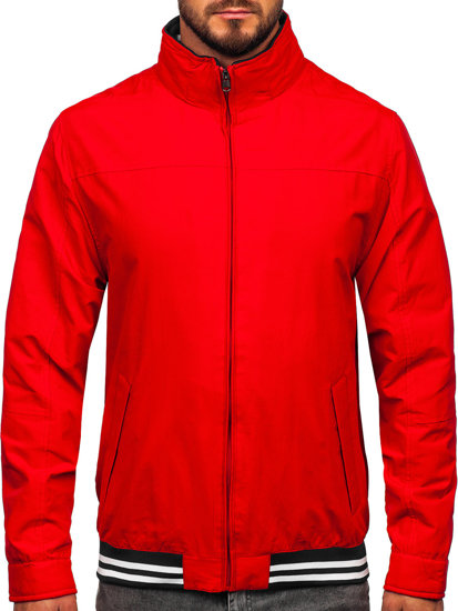 Men's Lightweight Jacket with hidden Hood Red Bolf 5M3101