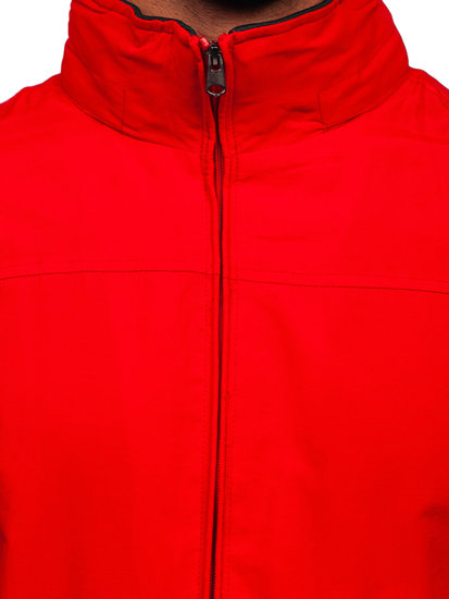 Men's Lightweight Jacket with hidden Hood Red Bolf 5M3101