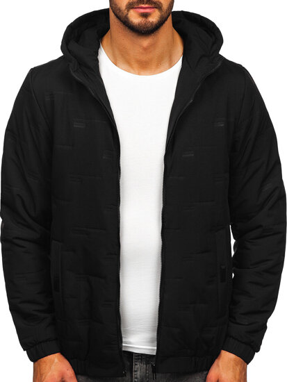 Men's Lightweight Jacket with hood Black Bolf 5M3116