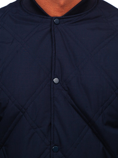 Men's Lightweight Quilted Baseball Bomber Jacket Navy Blue Bolf 84M3020