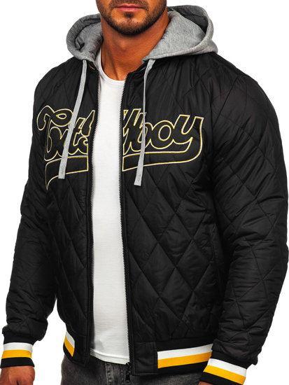 Men's Lightweight Quilted Bomber Jacket Black Bolf HSS058