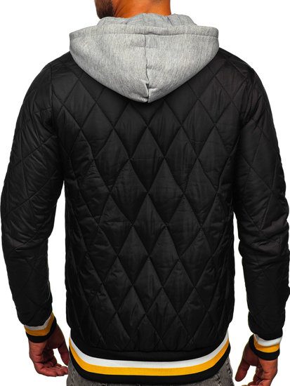 Men's Lightweight Quilted Bomber Jacket Black Bolf HSS058