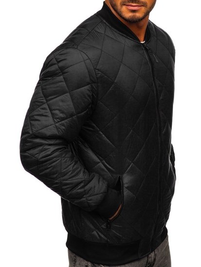 Men's Lightweight Quilted Bomber Jacket Black Bolf MY-01A