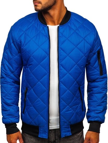 Men's Lightweight Quilted Bomber Jacket Blue Bolf MY-01A