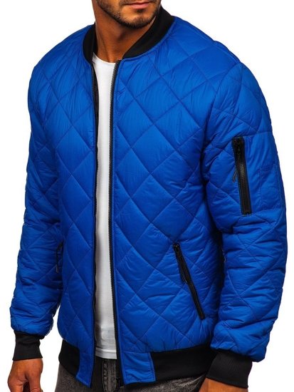 Men's Lightweight Quilted Bomber Jacket Blue Bolf MY-01A