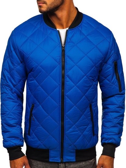 Men's Lightweight Quilted Bomber Jacket Blue Bolf MY-01A