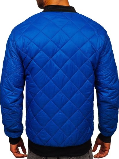 Men's Lightweight Quilted Bomber Jacket Blue Bolf MY-01A