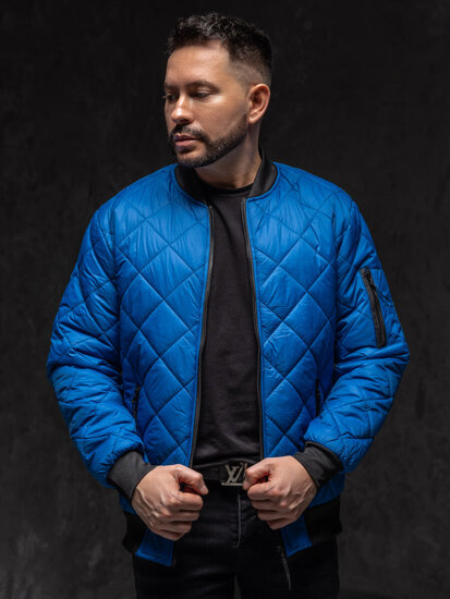 Men's Lightweight Quilted Bomber Jacket Blue Bolf MY-01A1