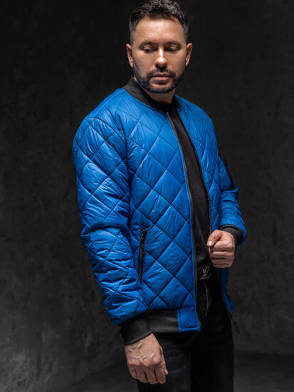 Men's Lightweight Quilted Bomber Jacket Blue Bolf MY-01A1