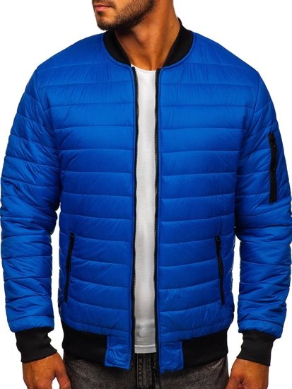 Men's Lightweight Quilted Bomber Jacket Blue Bolf MY-02A