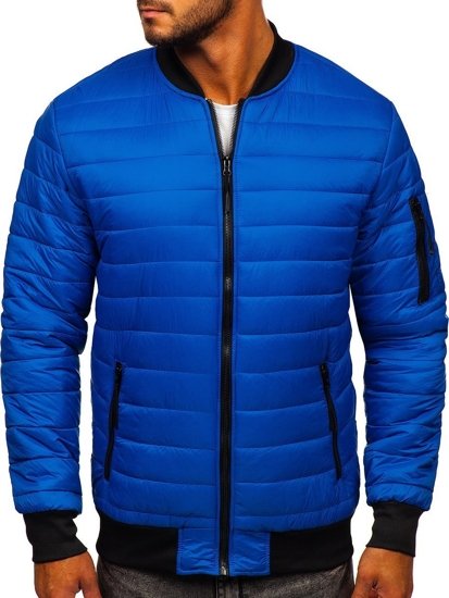 Men's Lightweight Quilted Bomber Jacket Blue Bolf MY-02A