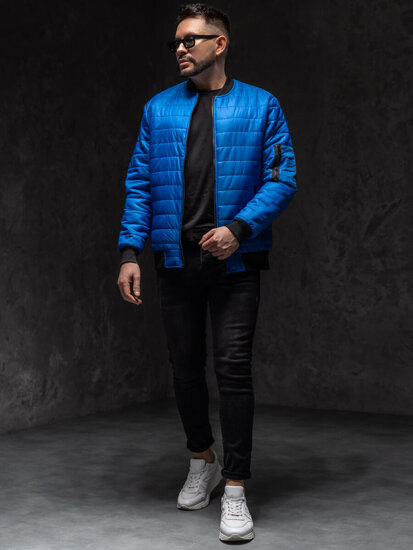 Men's Lightweight Quilted Bomber Jacket Blue Bolf MY-02A1