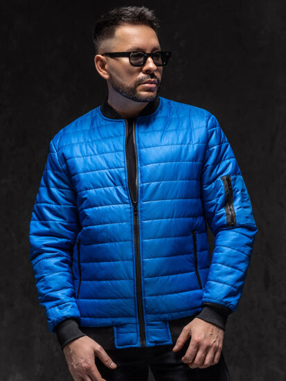 Men's Lightweight Quilted Bomber Jacket Blue Bolf MY-02A1