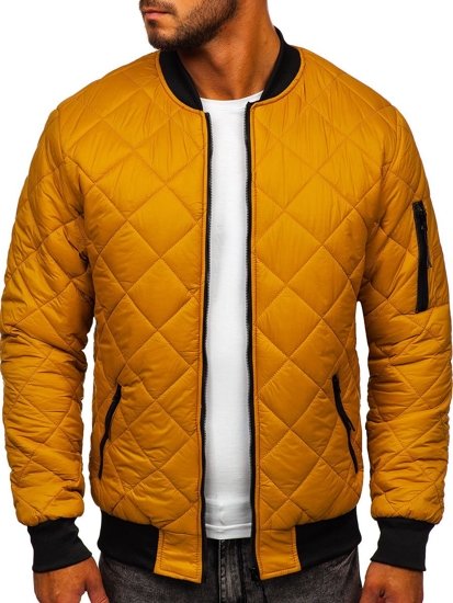 Men's Lightweight Quilted Bomber Jacket Camel Bolf MY-01A