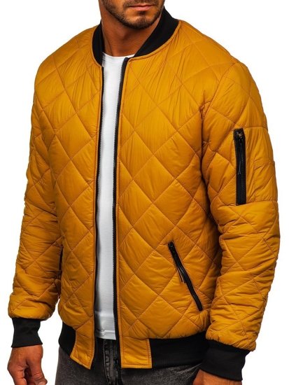 Men's Lightweight Quilted Bomber Jacket Camel Bolf MY-01A