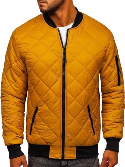 Men's Lightweight Quilted Bomber Jacket Camel Bolf MY-01A