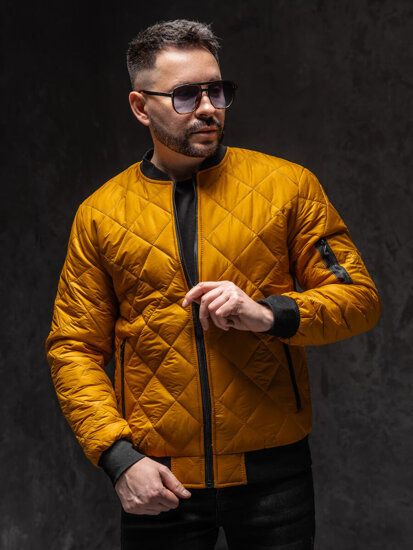 Men's Lightweight Quilted Bomber Jacket Camel Bolf MY-01A1