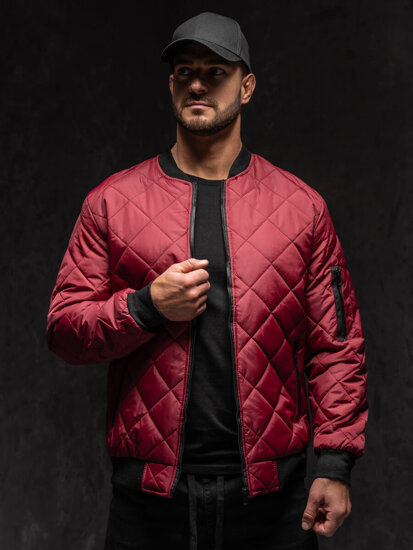 Men's Lightweight Quilted Bomber Jacket Claret Bolf MY-01A1