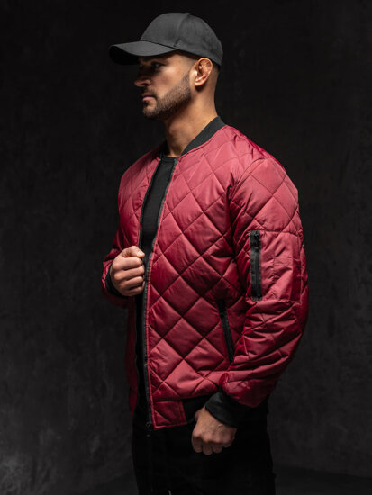 Men's Lightweight Quilted Bomber Jacket Claret Bolf MY-01A1