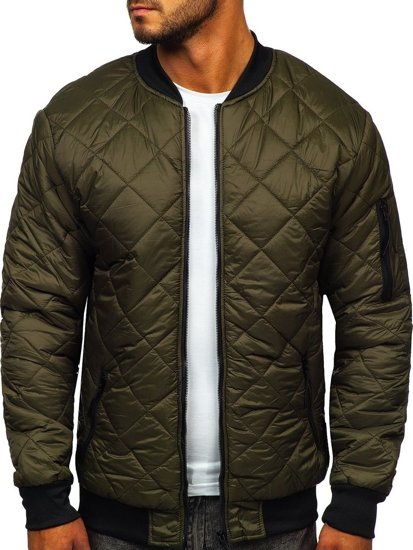 Men's Lightweight Quilted Bomber Jacket Khaki Bolf MY-01A