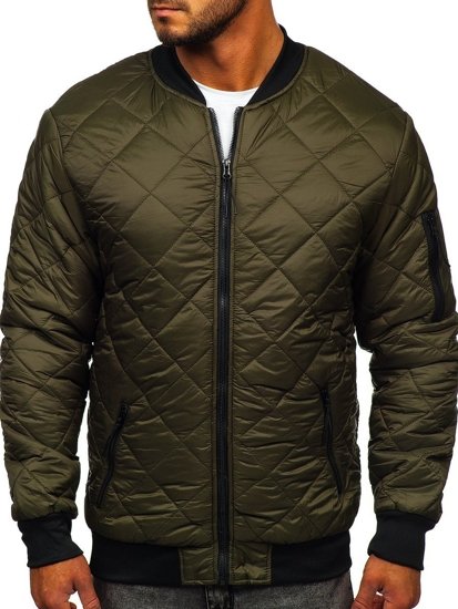 Men's Lightweight Quilted Bomber Jacket Khaki Bolf MY-01A